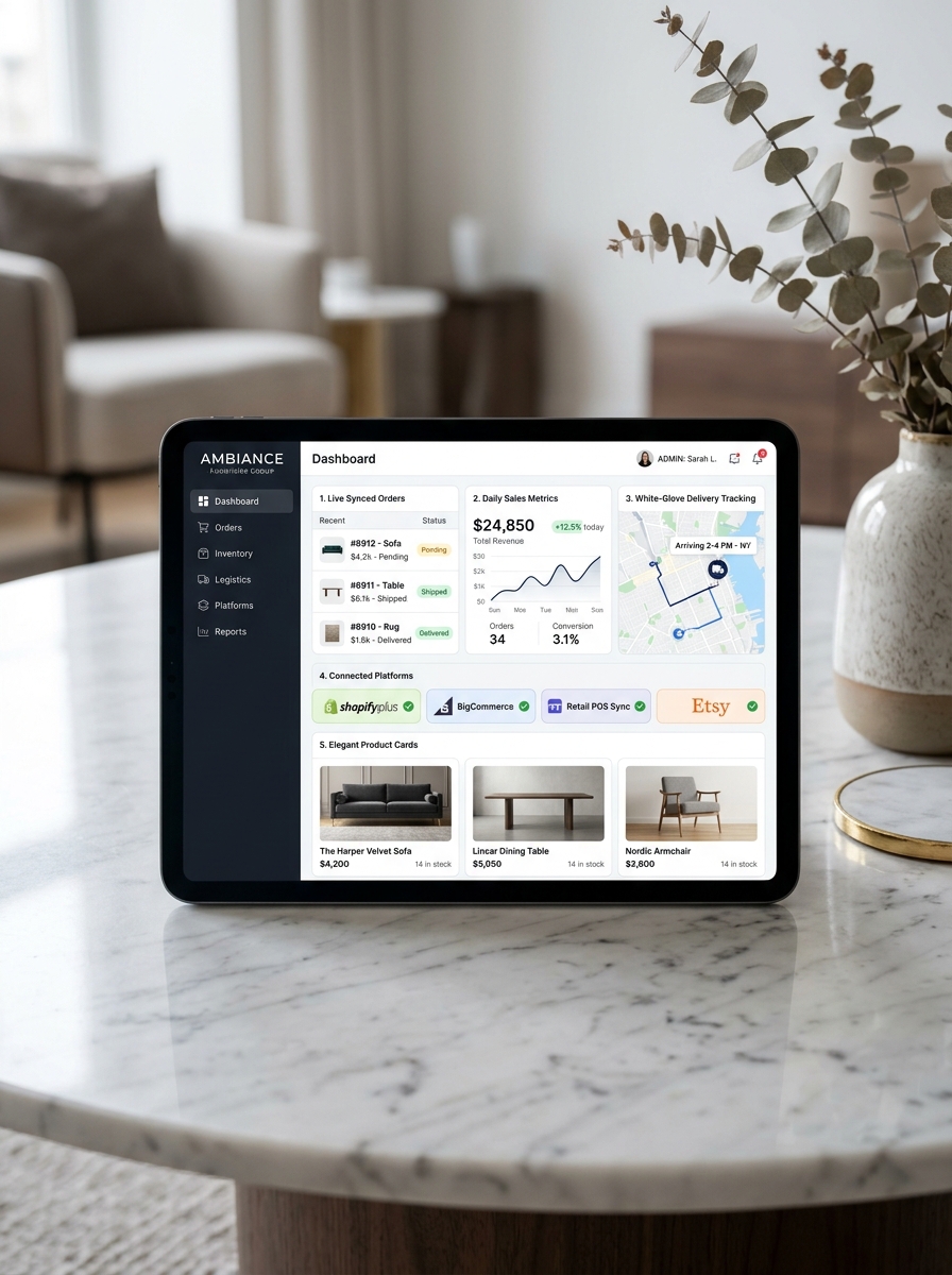 Furniture Corp. commerce integration dashboard